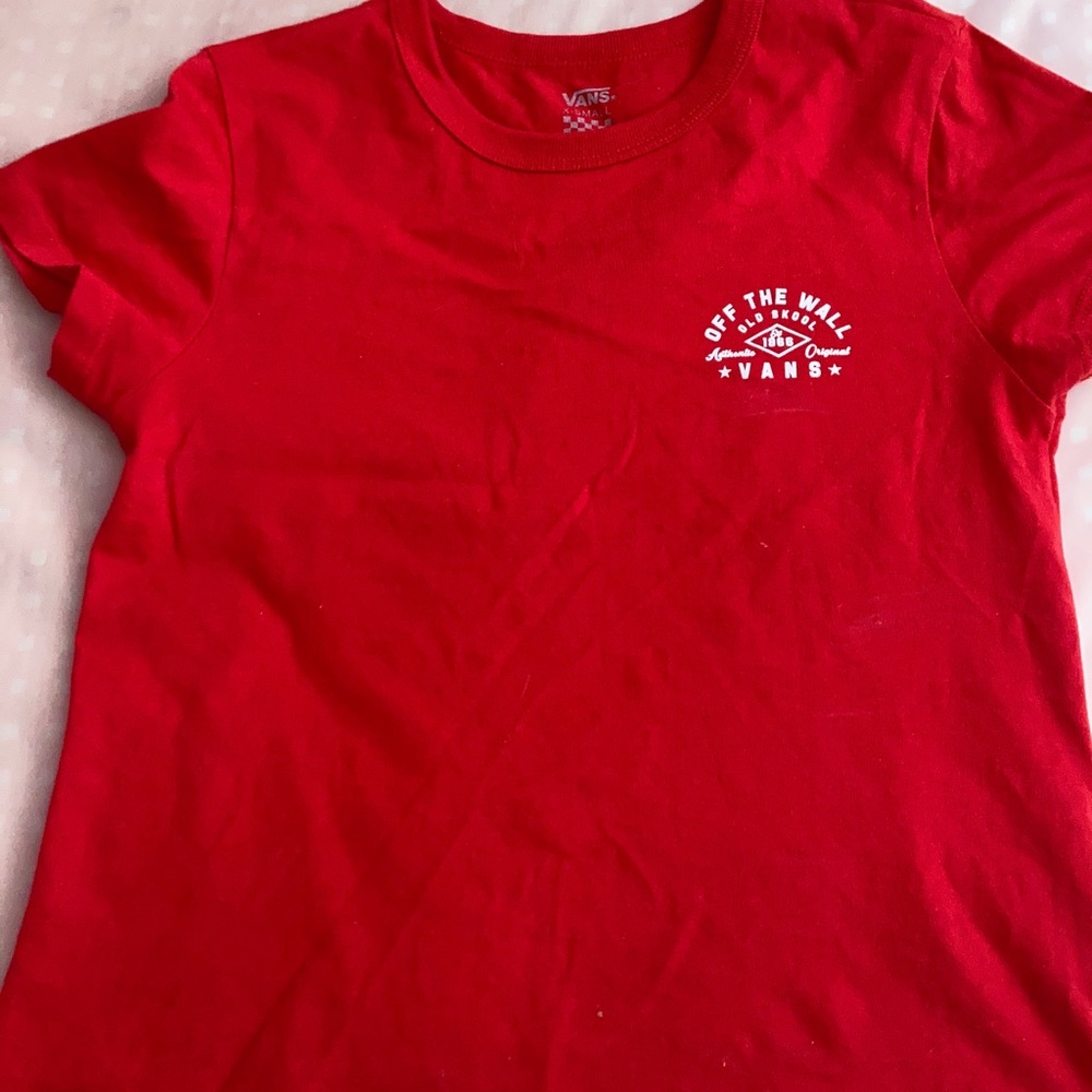 Red vans off the wall crop top